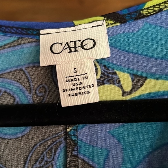 CATO Royal/Navy/Lime/White Floral Medallion Pattern Sleeveless Dress, Small, GUC - Picture 3 of 7